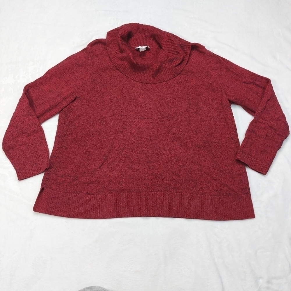 CJ BANKS WOMEN'S RED KNIT COWL NECK LONG SLEEVE SWEATER SIZE 2X